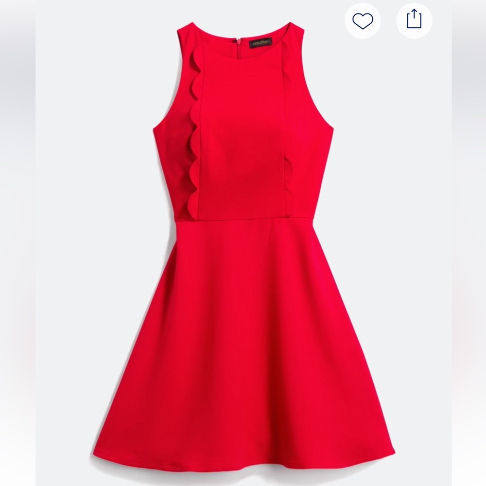 Chic Red Sleeveless Kiki Scallop Dress Goldray